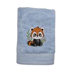 Serviette brodée personnalisée avec prénom et motif Panda roux