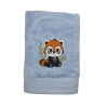 Serviette brodée personnalisée avec prénom et motif Panda roux